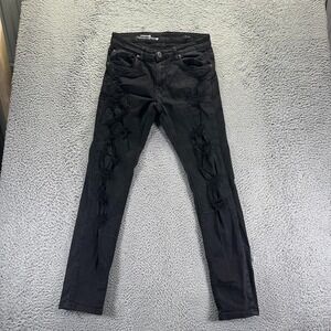 Copper Rivet Jeans Mens 32x32 Black Slim Ripped Distressed Cotton Stretch